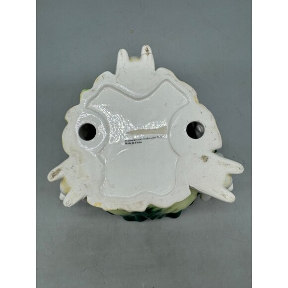 Decorative Green Ceramic Bowl With cabbage patch White Bunny candy dish READ - Picture 5 of 5